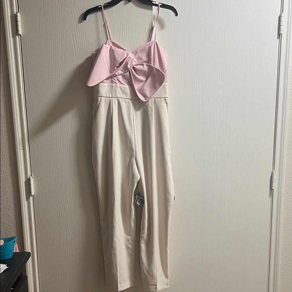 Express Elegant Pink and Cream Jumpsuit